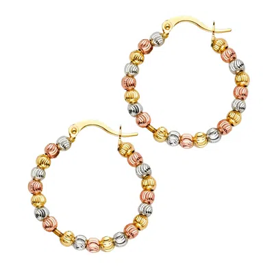 Pre-owned Tgdj 14k Tri Color Gold Hoop Earrings For Women - More Sizes Available