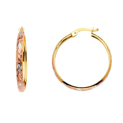 Pre-owned Tgdj 14k Tri Color Gold Hoop Earrings For Women