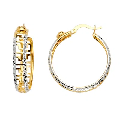Pre-owned Tgdj 14k Tri Color Gold Twisted Hoop Earrings For Women
