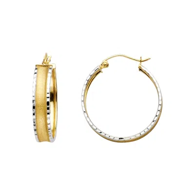 Pre-owned Tgdj 14k Two Tone Fancy Hoop Earrings For Women Diameter - 23 Mm