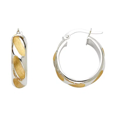 Pre-owned Tgdj 14k Two Tone Gold 6mm Hollow Hoop Earrings For Women