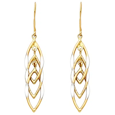 Pre-owned Tgdj 14k Two Tone Mul Hanging Hollow Design Tube Earrings Avg. Weight - 2.2 Grams