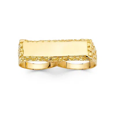 Pre-owned Tgdj 14k Yellow Gold 2 Finger Men's Ring