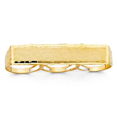 Pre-owned Tgdj 14k Yellow Gold 3 Finger Men's Ring