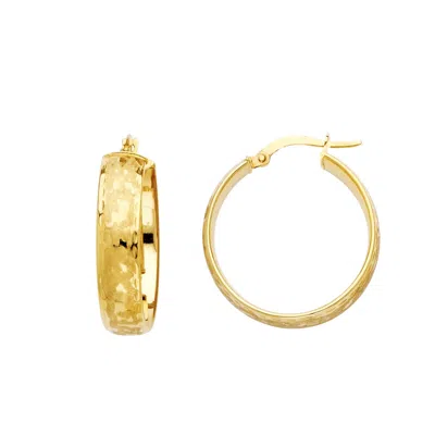 Pre-owned Tgdj 14k Yellow Gold 6mm Hollow Hoop Earrings For Women Diameter - 25 Mm