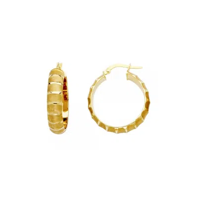 Pre-owned Tgdj 14k Yellow Gold 6mm Hoop Earrings For Women Diameter - 25 Mm