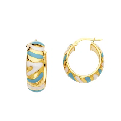 Pre-owned Tgdj 14k Yellow Gold 8mm Hollow Hoop Earrings For Girl Diameter - 20 Mm