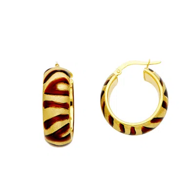 Pre-owned Tgdj 14k Yellow Gold 8mm Hollow Hoop Earrings For Women Diameter - 20 Mm