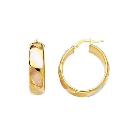 Pre-owned Tgdj 14k Yellow Gold 8mm Hollow Hoop Earrings For Women Diameter - 25 Mm