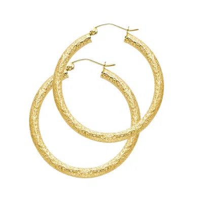 Pre-owned Tgdj 14k Yellow Gold Finish 3mm Tube Hoop Earrings For Women