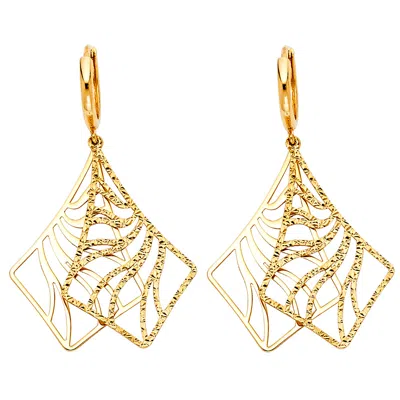 Pre-owned Tgdj 14k Yellow Gold Hanging Earrings For Women Height - 40 Mm X Width - 20 Mm