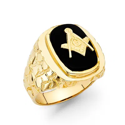 Pre-owned Tgdj 14k Yellow Gold Onyx Men's Ring