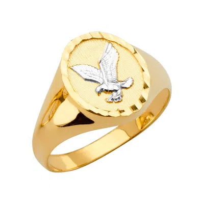 Pre-owned Tgdj 14k Yellow Gold Round Men's Ring W/eagle