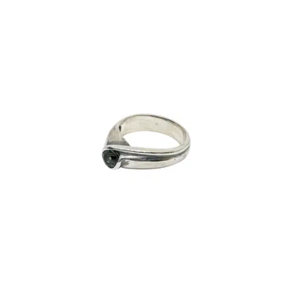 Tg-jewellery By Tamara Gervasio Women's Green / Silver / Black Fish Ring With Round Green Tourmaline Sterling Silver