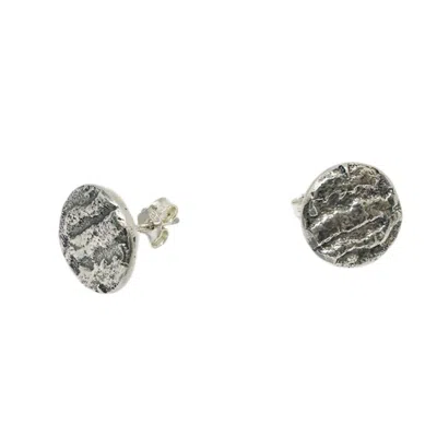 Tg-jewellery By Tamara Gervasio Women's Silver / Black Organic Textured Sterling Silver Stud Earrings – Hand-carved In Wax In Silver/black