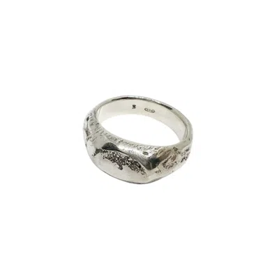 Tg-jewellery By Tamara Gervasio Women's Silver / Black Ridge Signet Ring – Recycled Sterling Silver Sand Cast In Purple