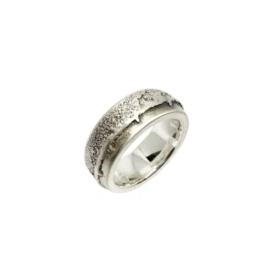 Tg-jewellery By Tamara Gervasio Women's Silver / Black Strata Band Ring – Recycled Sterling Silver Sand Cast
