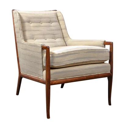 Pre-owned T.h. Robsjohn-gibbings Mid-century Modern Walnut Button Back Arm Chair By Robsjohn-gibbings In Brown