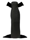 Tha Seen Velvet-panel Maxi Dress In Black