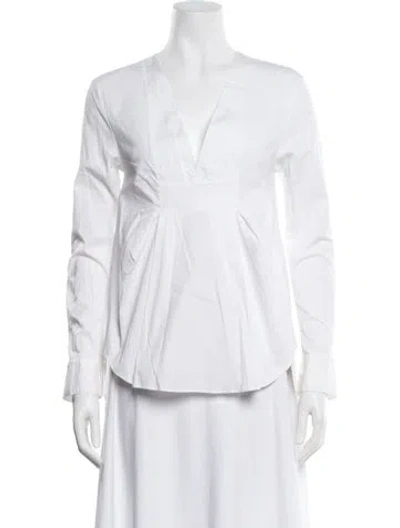 Pre-owned Thakoon Addition V-neck Long Sleeve Blouse In White