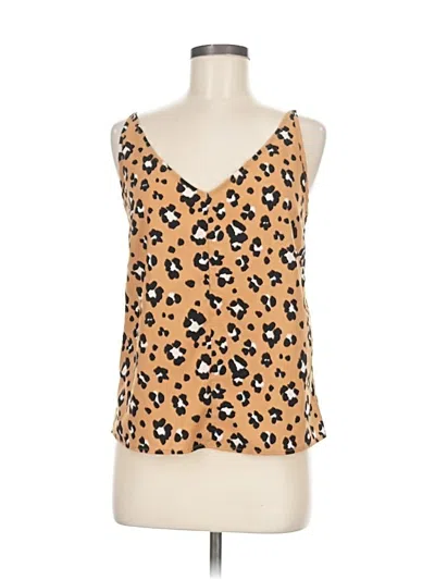 Pre-owned Thakoon Collective Sleeveless Top Tan Animal Print Pattern V-neck Tops In Brown