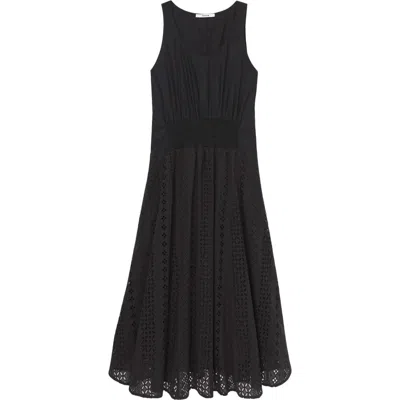 Thakoon Cotton Eyelet Trapeze Dress In Black