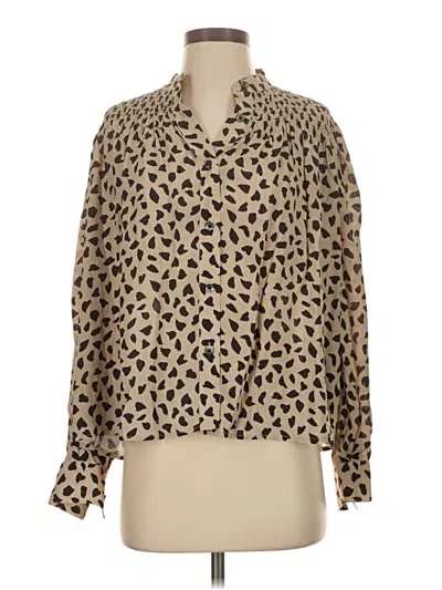 Pre-owned Thakoon Long Sleeve Blouse In Tan