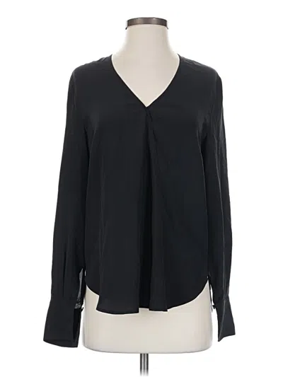 Pre-owned Thakoon Long Sleeve Silk Top Black Plunge Neckline Tops