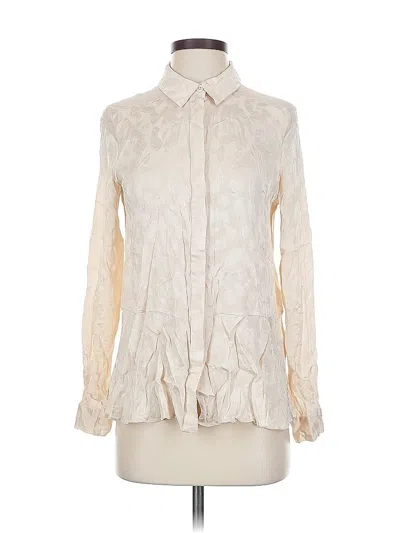 Pre-owned Thakoon Long Sleeve Silk Top Ivory Mock Neckline Tops In White