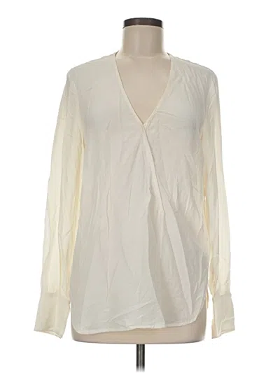 Pre-owned Thakoon Long Sleeve Silk Top Ivory Plunge Neckline Tops