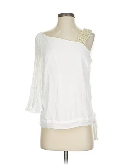 Pre-owned Thalia Sodi 3/4 Sleeve Top Ivory One Shoulder Neckline Tops In White