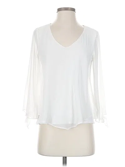 Pre-owned Thalia Sodi 3/4 Sleeve Top White Plunge Neckline Tops