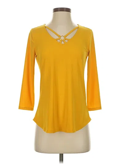 Pre-owned Thalia Sodi 3/4 Sleeve Top Yellow Keyhole Neckline Tops