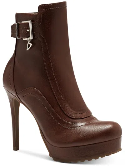 Thalia Sodi Cara Womens Zipper Buckle Platform Heels In Brown