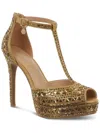 Thalia Sodi Chace Womens Embellished Peep Toe Pumps In Gold
