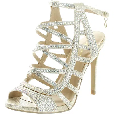 Thalia Sodi Clarisa2 Womens Jeweled Manmade Lace-up Heels In White