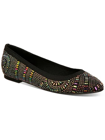 Thalia Sodi Karli Womens Embellished Slip On Ballet Flats In Black Flyknit Ab