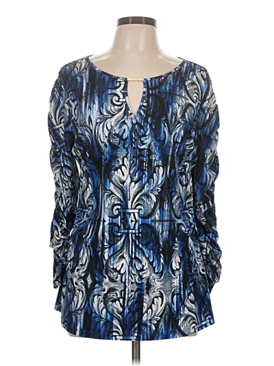 Pre-owned Thalia Sodi Long Sleeve Henley Shirt In Blue