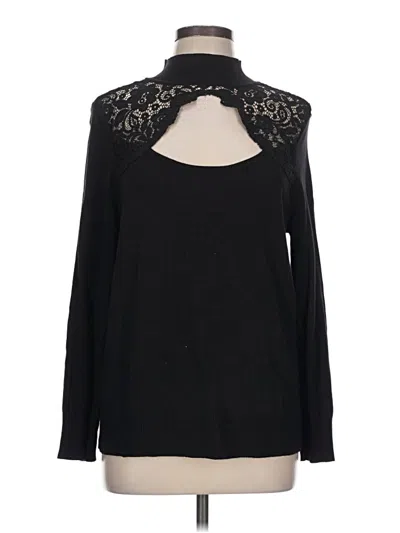 Pre-owned Thalia Sodi Long Sleeve Top Black Keyhole Neckline Tops
