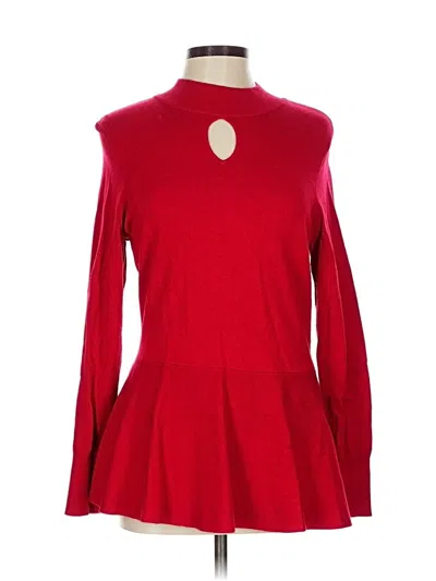 Pre-owned Thalia Sodi Long Sleeve Top Red Keyhole Neckline Tops