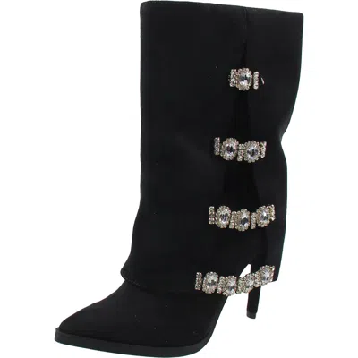 Thalia Sodi Nami Womens Rhinestone Man Made Mid-calf Boots In Black