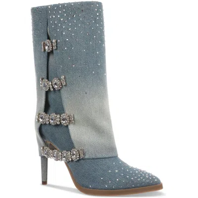 Thalia Sodi Nami Womens Rhinestone Man Made Mid-calf Boots In Ombre Deni