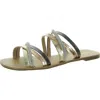 Thalia Sodi Nari Womens Embellished Faux Leather Slide Sandals In Multi