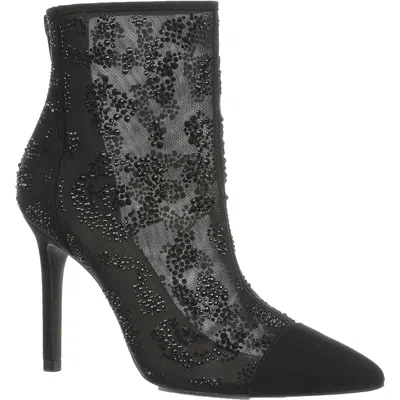 Thalia Sodi Shaylene Womens Embroidered Manmade Ankle Boots In Black Mesh
