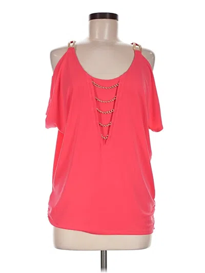 Pre-owned Thalia Sodi Short Sleeve Top Pink Cold Shoulder Neckline Tops