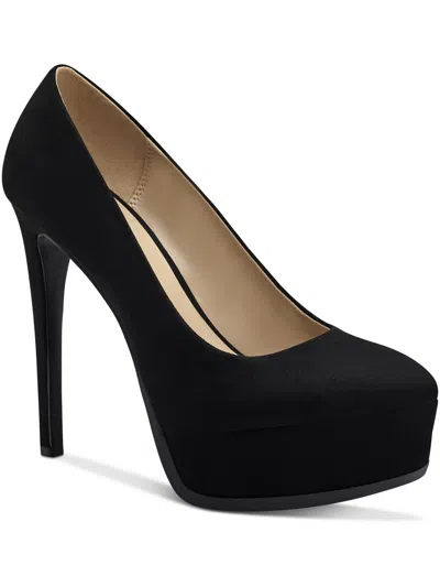 Thalia Sodi Stasia Womens Faux Suede Almond Toe Platform Heels In Black