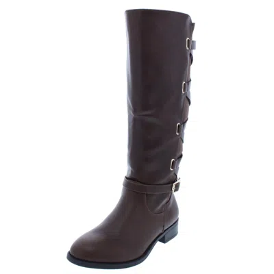 Thalia Sodi Veronika Womens Faux Leather Wide Calf Over-the-knee Boots In Brown