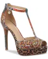 Thalia Sodi Women's Chacey Embellished T-strap Platform Pumps In Exotic Multi