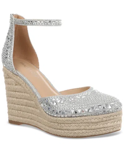 Thalia Sodi Women's Mika Embellished Espadrille Wedge Sandals In Silver