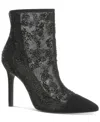 Thalia Sodi Shaylene Womens Embroidered Manmade Ankle Boots In Black Mesh
